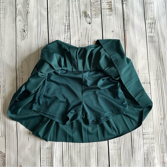 NWOT Dark Green/Teal Moa Moa Knife Pleated Skirt Size S - Picture 5 of 9